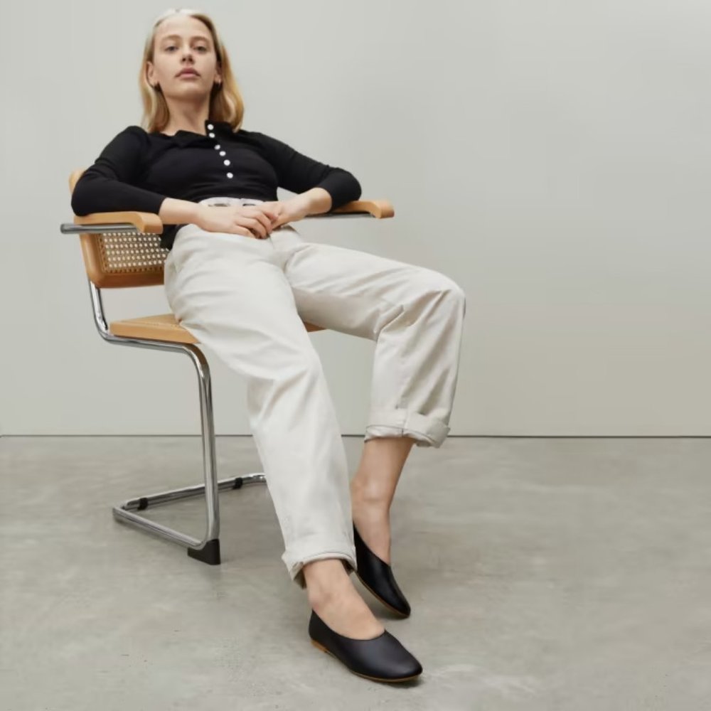 Everlane Black Leather Flats